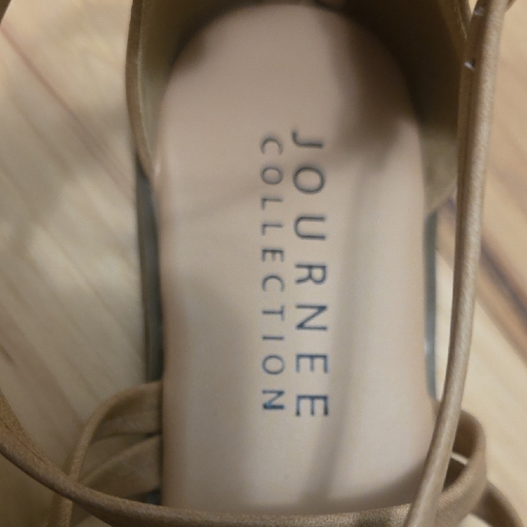 Journee Collection Tan Strappy Sandals - Picture 5 of 6